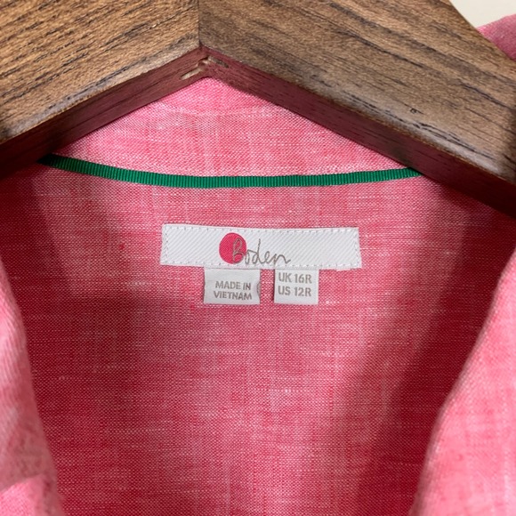 Boden 100% Linen Long Sleeve Button Down Tunic/Shirt Dress Size 12R Preppy - Picture 3 of 8